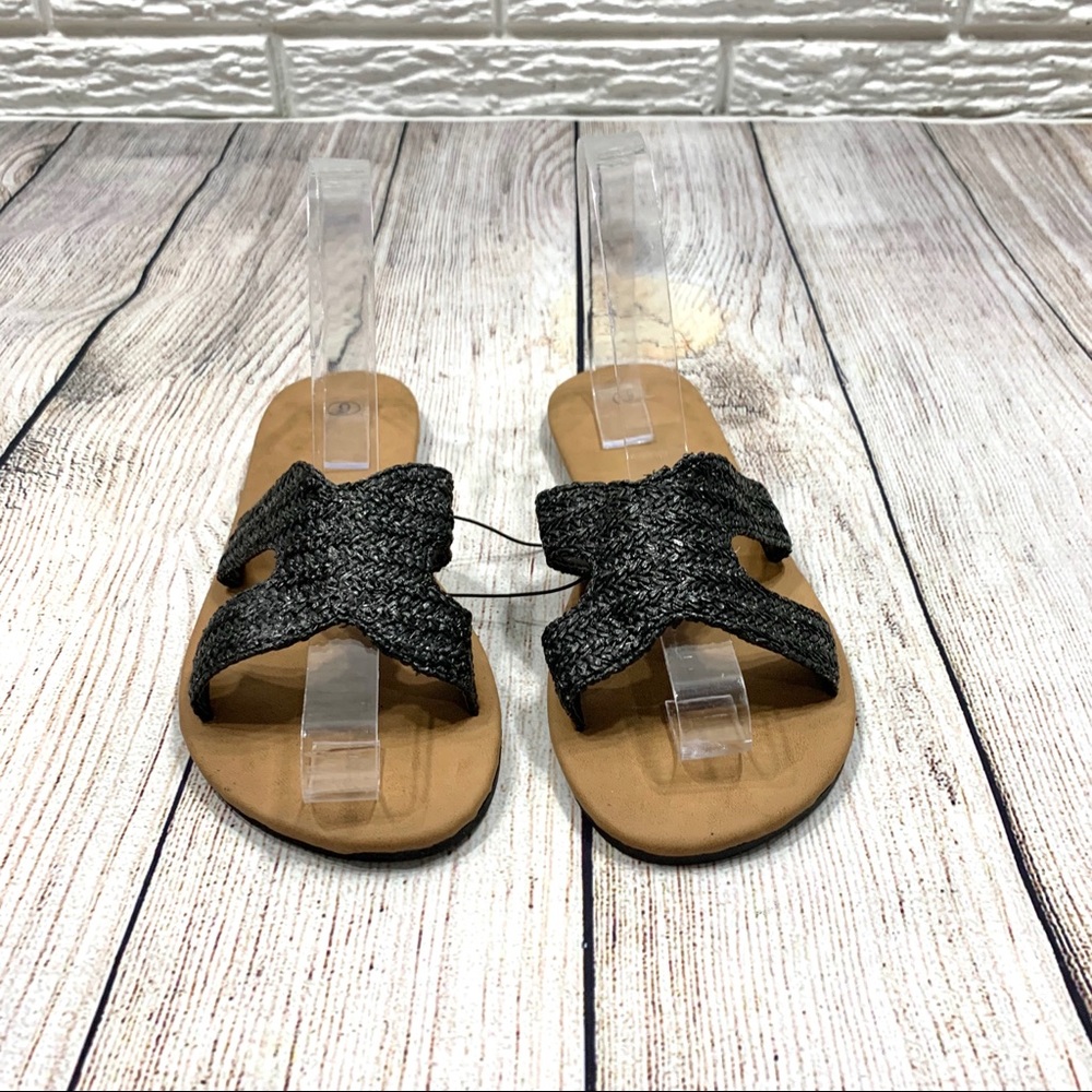 The Spring Shop Black Woven Raffia Sandals - Picture 2 of 5